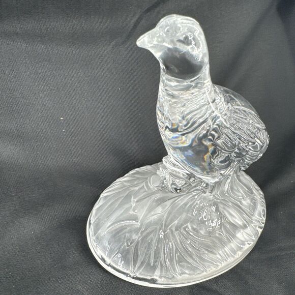 Crystal Red Grouse Figurine Glass Cristal D'Arques France Clear 5.5” T x 5.25”L - Picture 3 of 12